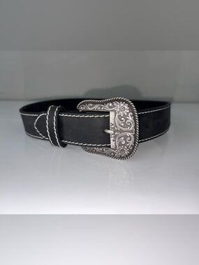 Ariat Leather Belt Small Black Tooled Buckle Limited Edition